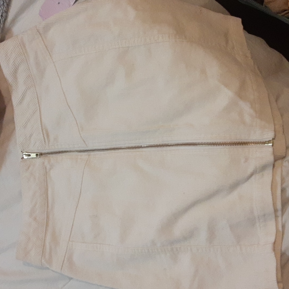 Zippered Corduroy Skirt, Size 8, Vanilla